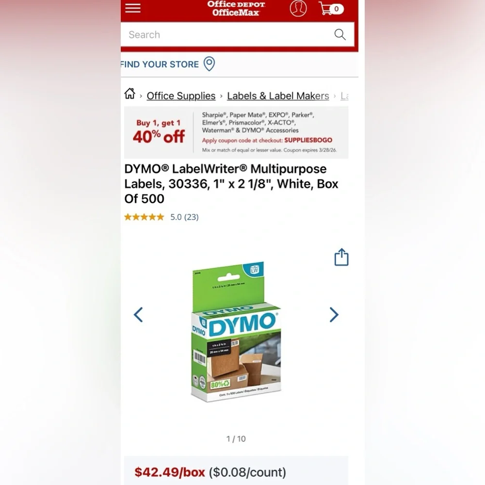 DYMO LabelWriter Multi-Purpose Labels, 2-1/8